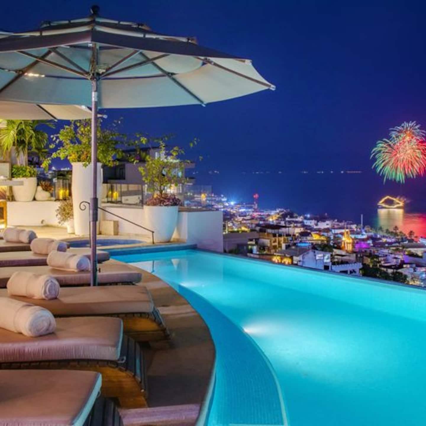 The villa at night